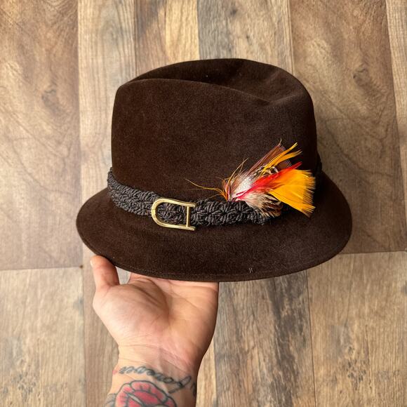 Vintage 70s Biltmore Felt Hat Women's Size 7 1/8 Brown 100% Wool Classic 5514 - Picture 1 of 9